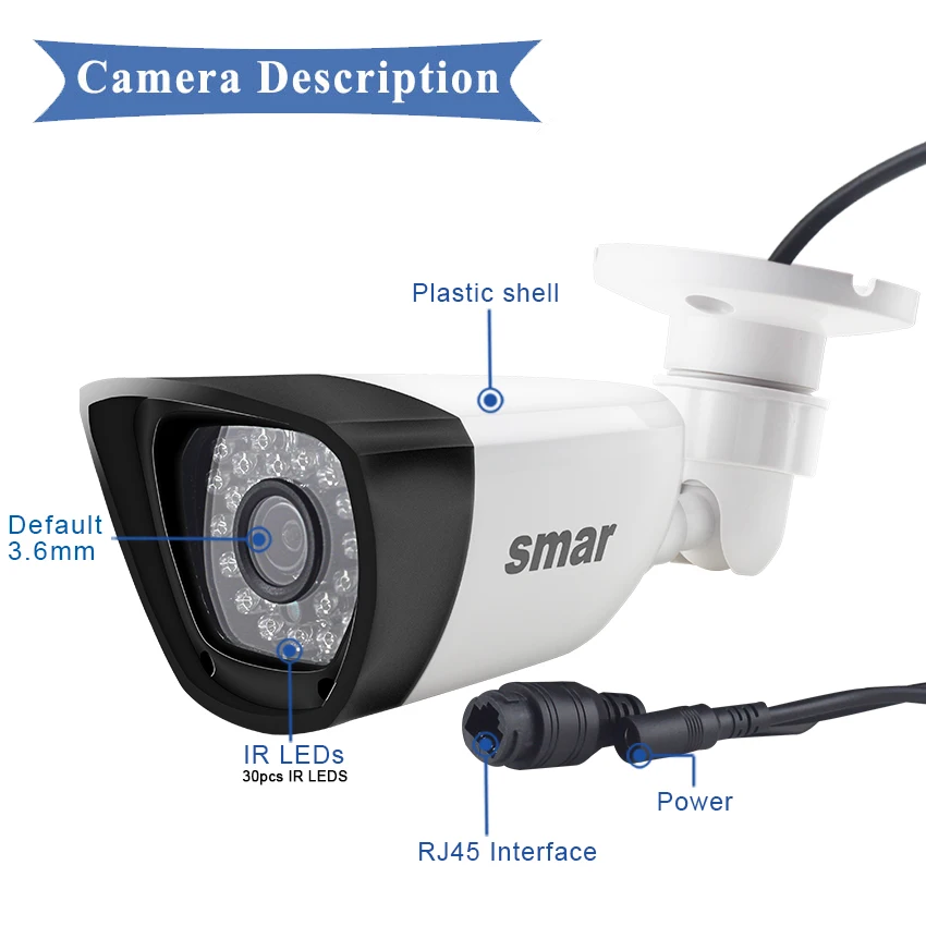 Smar Onvif HD 1080P IP камера SONY IMX 323 наружная Водонепроницаемая CCTV сетевая цилиндрическая камера 30 инфракрасный объектив XMEYE P2P ONVIF пластик