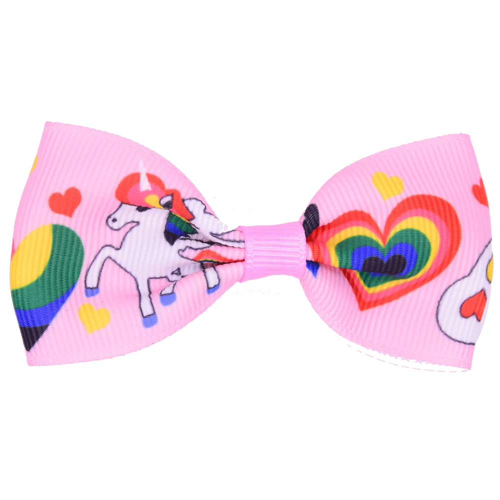 

44pcs Cartton Unicorn Pattern Grosgrain Hair Bows With/Without Clips Girls 3" Mini Ribbon Bows Hairpin Multicolor Bows
