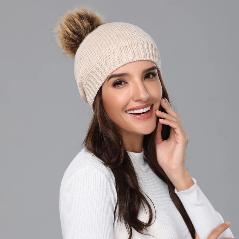 Girita женская зимняя вязаная шапка Skullies Beanies, шапки с флисовой подкладкой, вязаные меховые женские теплые шапки с помпоном