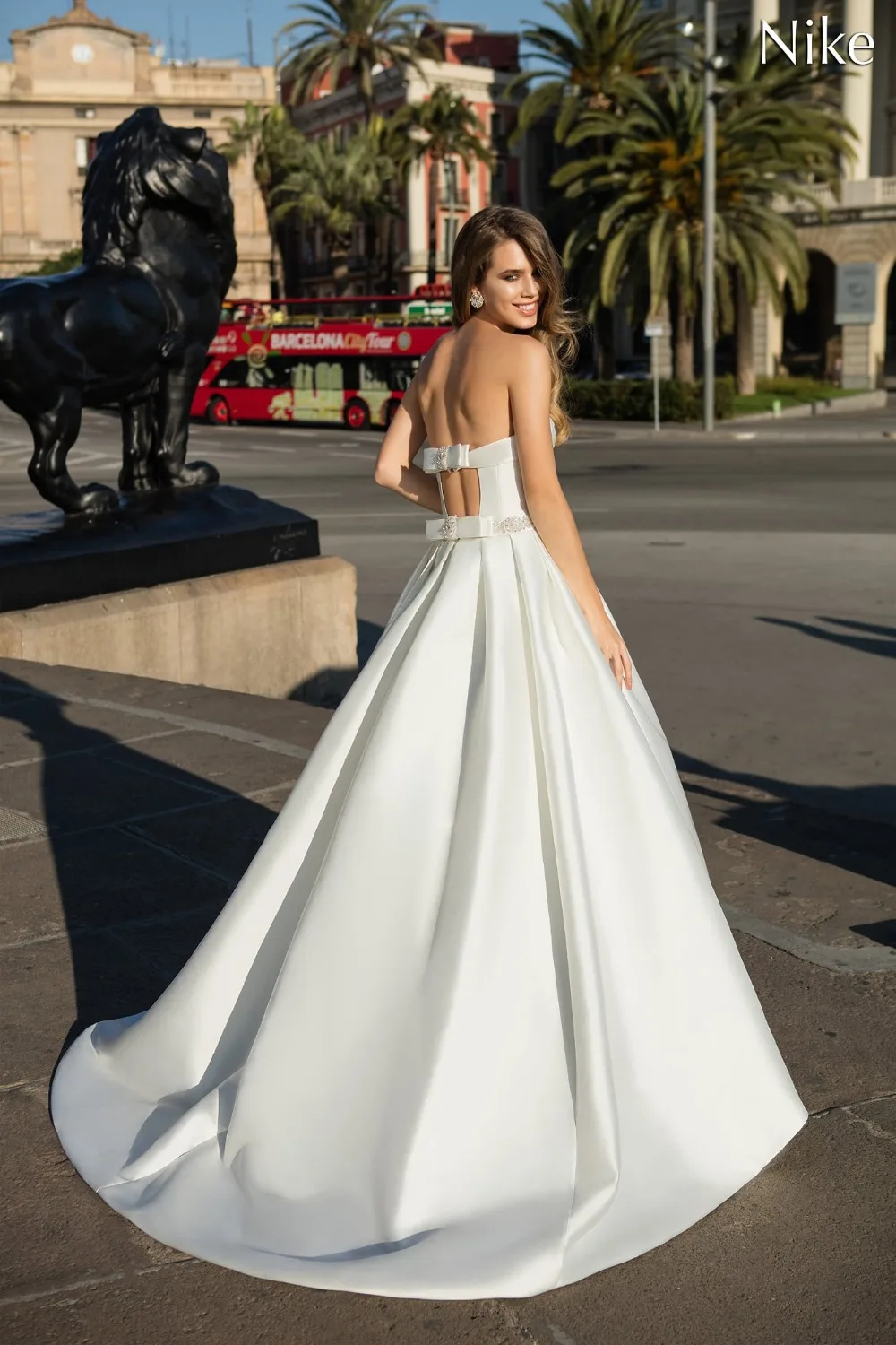 Без бретелек Линия 2017 Свадебное Платье с плеча атласная бисер платье свадебное