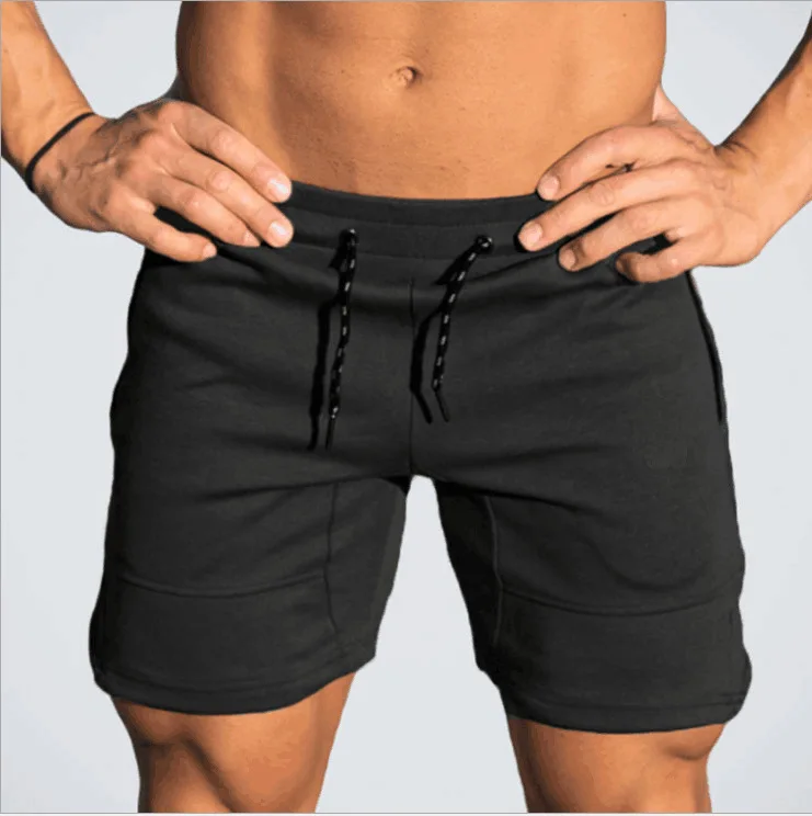 Black OA для мужчин's повседневное Классический Fit Хлопок эластичный Jogger тренажерный зал шорты для женщин талии молния карманы - Цвет: Black