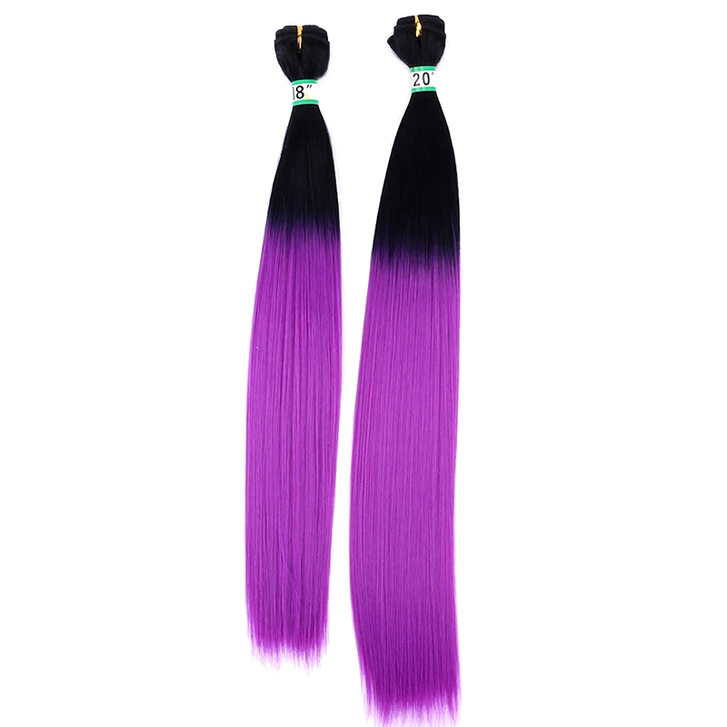 T1B-Purple 2 шт. один лот Омбре волосы черный красный синий фиолетовый зеленый синтетические волосы - Цвет: T1B-Purple