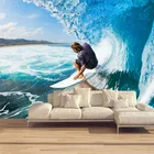3D 3D 3D стереоскопические обои для серфинга, рулон волн, современная спортивная тема, настенная роспись, Ресторан, Бар, KTV, комната, диван, фон