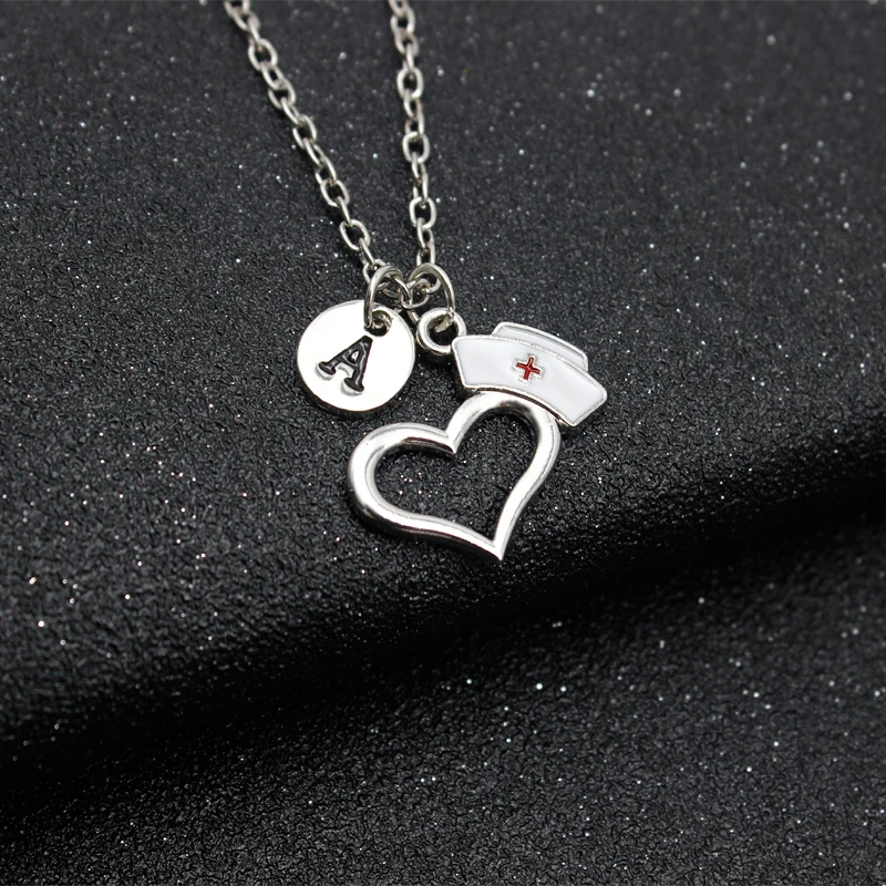 26 букв медсестра молитва сердце Кепки кулон личные Цепочки и ожерелья доктор