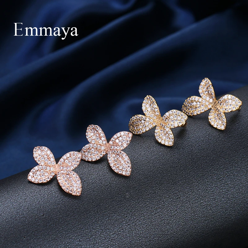 Серьги Emmaya женские модные оригинальные растения AAA белый кубический цирконий