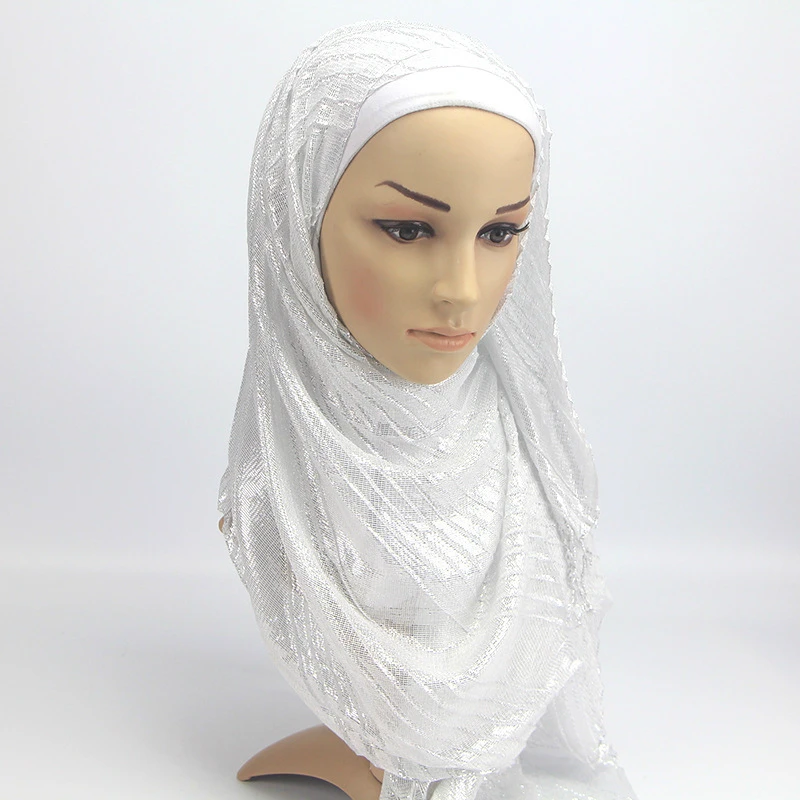 

60*160cm Gold silk bright colour Women Wrinkle cotton linen Scarf Muslim Hijab Tassels Scarf Turban Head Wrap Pure Color Scarves