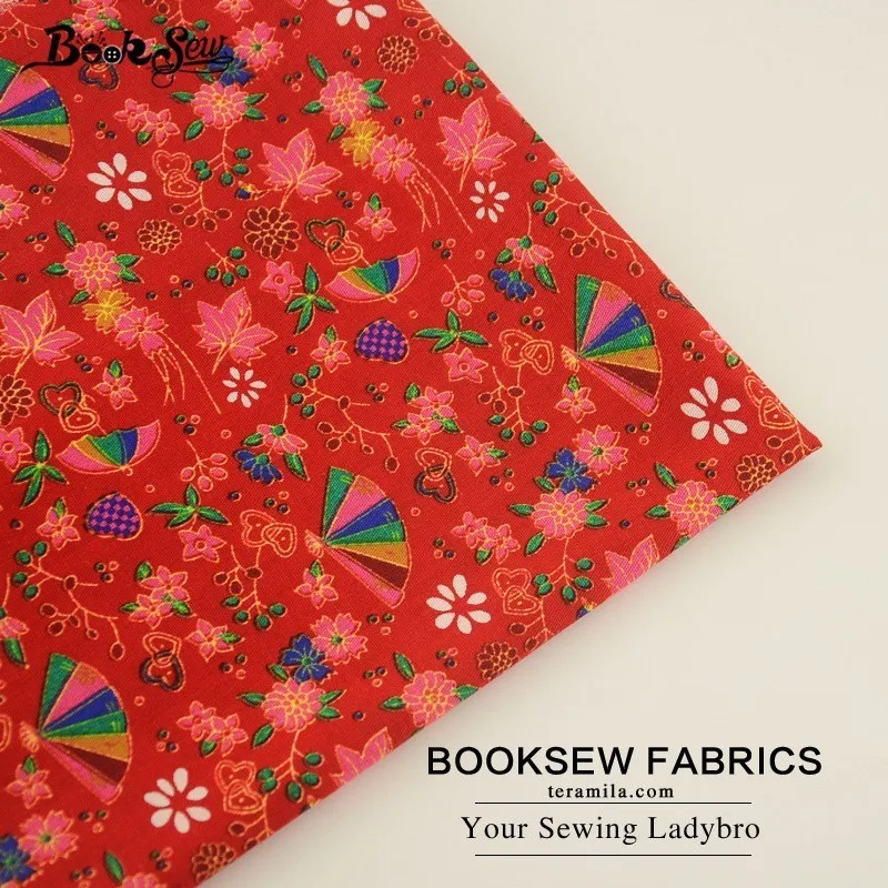 Набивная Ткань Booksew из натурального хлопка и льна с цветочным принтом веером