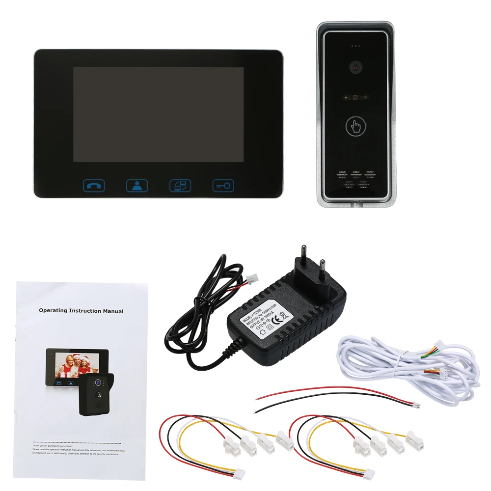 Phone Video Intercom Monitor Doorphone Camera Kits Support Unlock Monitoring Dual-Way Waterproof Wired Doorbell | Безопасность и