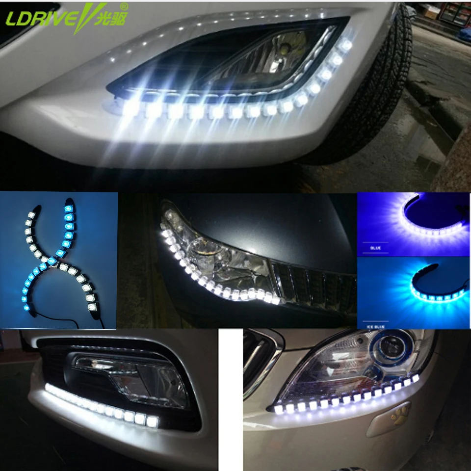 2 шт./лот Гибкая Водонепроницаемая Автомобильная дневная ходовая лампа 6-20