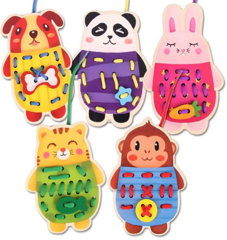 

5pcs/set Lacing Toys Early Kids Education Intellectual DIY Threading Puzzle Dress Up Toy Toddler Baby Hand-Eye Coordination Toy