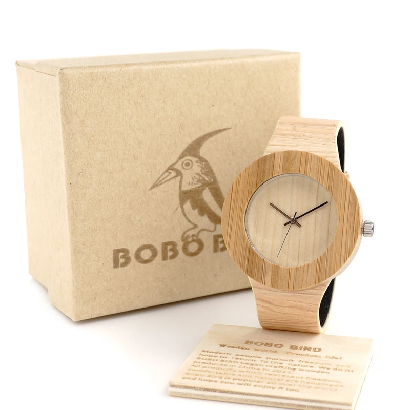 Роскошные деревянные часы BOBO BIRD из натуральной кожи для мужчин и женщин браслет