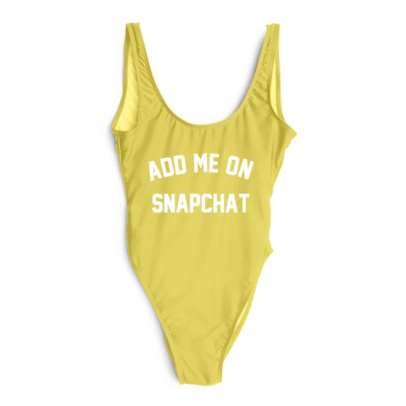 Женский купальник с надписью ADD ME ON SNAPCHAT сексуальный цельный для лета maillot de bain femme