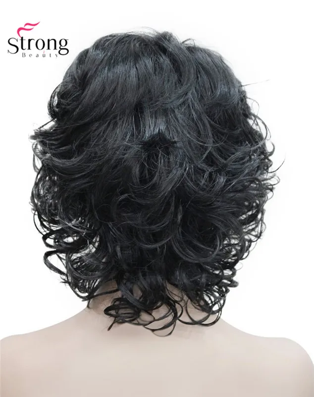 StrongBeauty короткие взъерошенные кудри коричневый, рыжий, блонд полный синтетические парики выбор цвета - Цвет: 4 Dark Brown