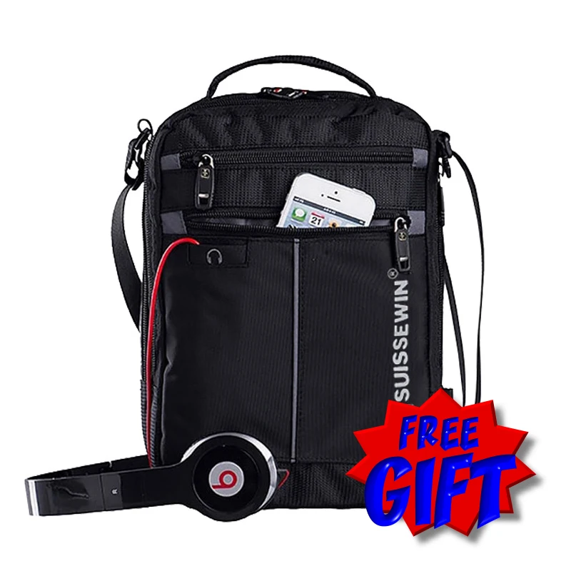 SUISSEWIN Малый Посланник Сумка Мужской Повседневное сумка Для мужчин черный Сумочка