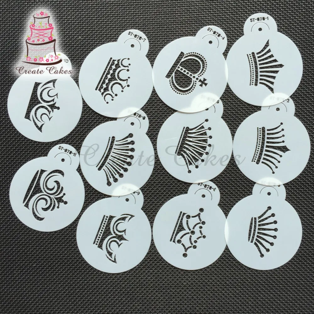 11 шт./компл. декоративный трафарет для кофе в виде короны выпечки пластиковый