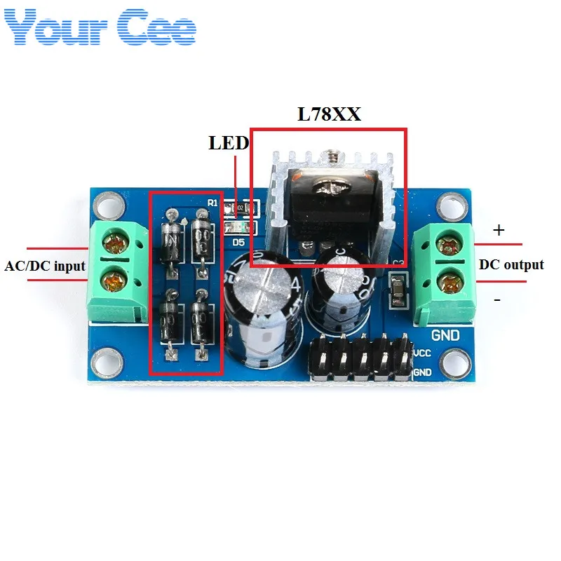 LM7805 LM7809 LM7812 DC/AC три клеммы регулятор напряжения блок питания 5 в 9 12 В выход макс. 1 2