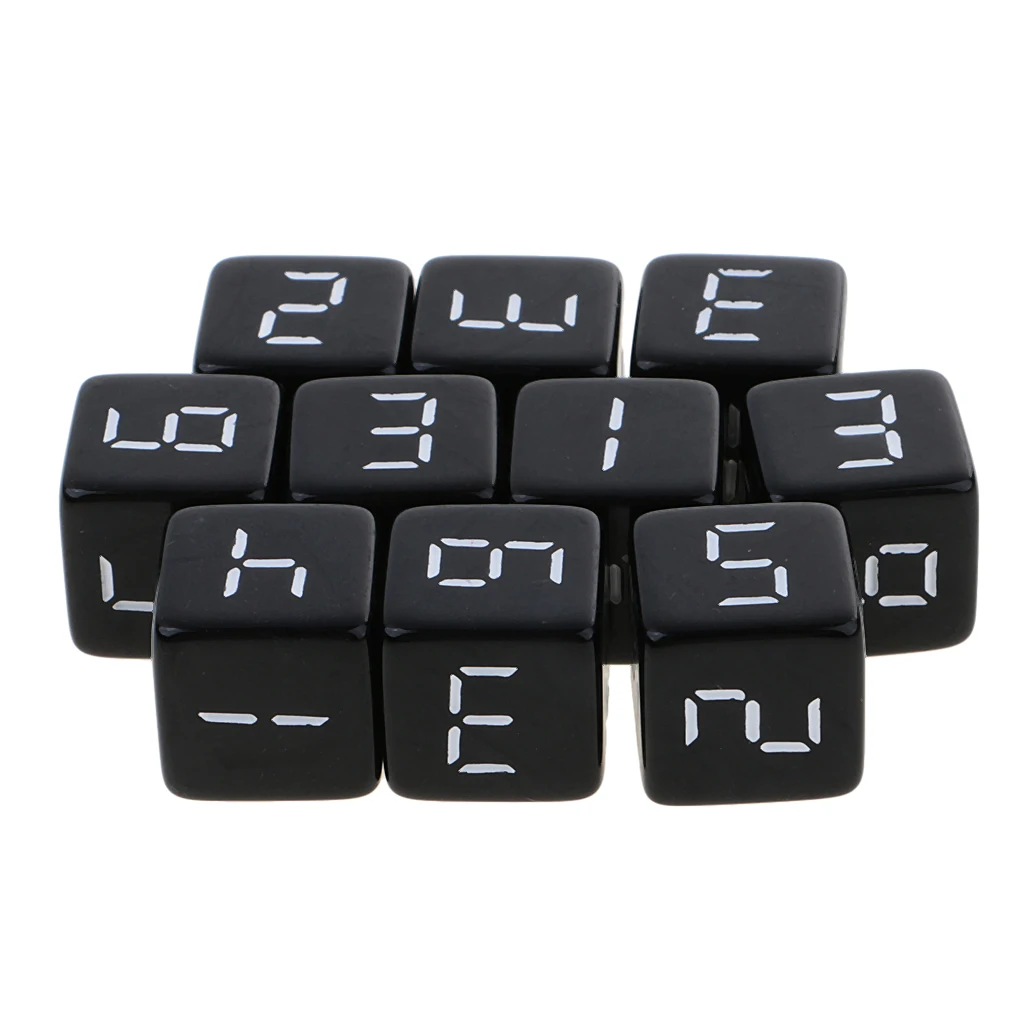MagiDeal 10 шт./лот D6 игральные кости шестисторонний черный с белыми цифрами для друзей вечерние доски для паба клуба ролевые игры 16 мм