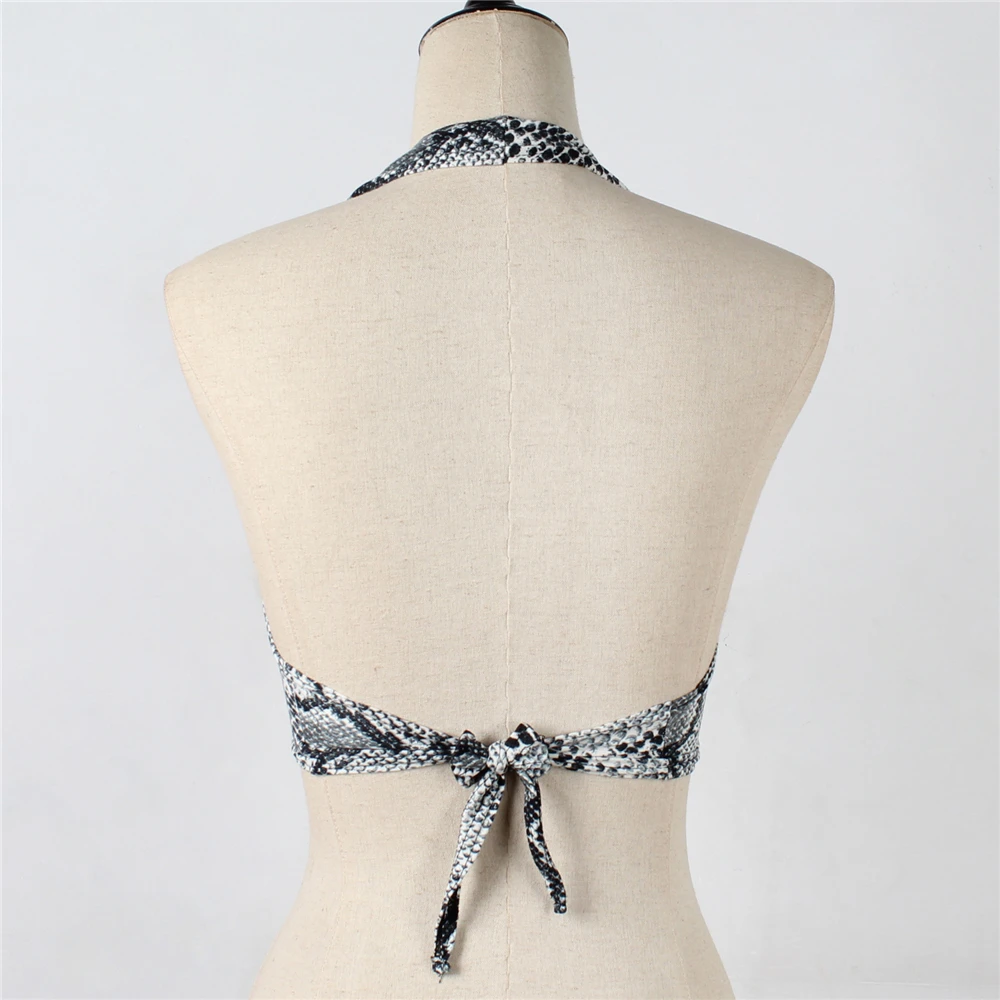 Горячее предложение модные, пикантные рубашка sexy Crop Top принт змеиной кожи без бретелек лиф-бандо стрейч для женщин без рукавов бюстье бюстгальтер блузка
