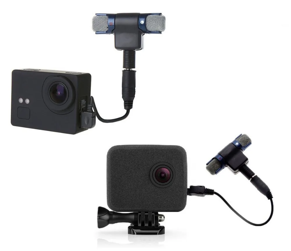 Внешний стерео микрофон для Go pro Аксессуары микро телефон 3,5 мм мини USB кабель адаптер для GoPro Hero 4 3 3+ микрофон