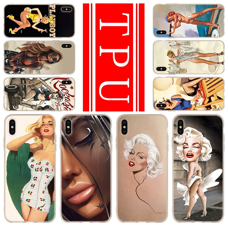 Мягкий чехол из ТПУ для iPhone 12 Mini 11 Pro XS Max XR X 8 7 6 Plus 5S SE S Cover PinUp Girl Pin Up 2020 | Мобильные
