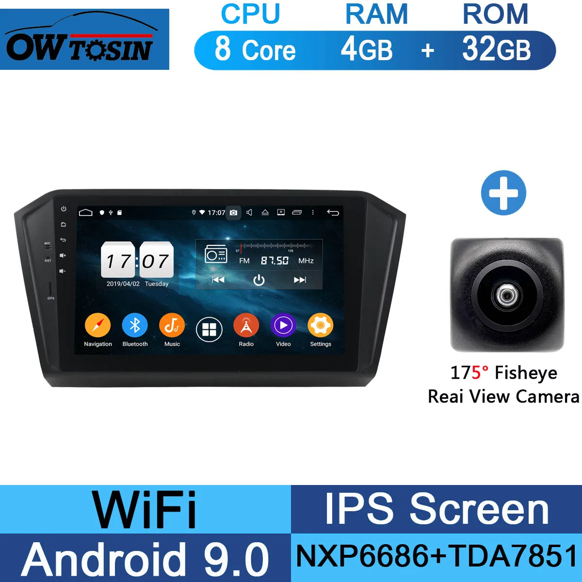 32G Fisheye Camera 10," ips 8 Core 4G+ 64G Android 9,0 автомобильный dvd-радиоплеер gps для VW PASSAT B8 Magotan DSP CarPlay попугай BT - Цвет: 32G Fisheye Camera