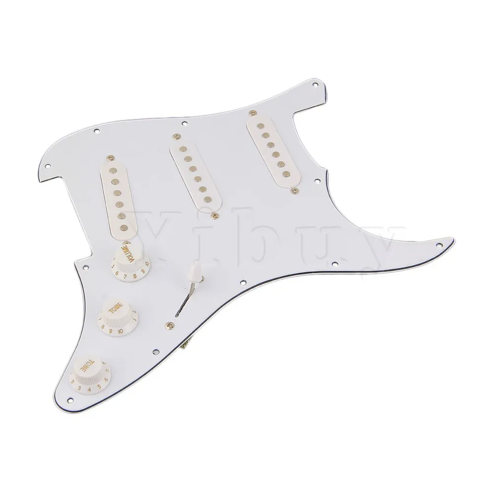 Yibuy белый загруженный Pickguard пикапы переключатель ручки для электрогитары|Детали