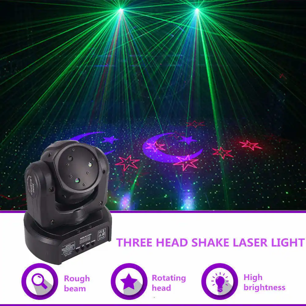 Sharelife мини 3 головы RGB Акула движущаяся Звезда Луна эффект DMX светильник для дома Gig