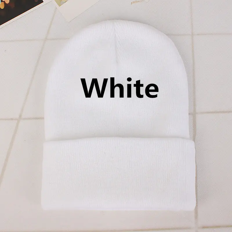 DIY design Accepts One Winter Beanie 24 Colors Hats Printing Your Own Logo Customized Fashion Warm Cap Unisex Elasticity Knit - Цвет: Белый