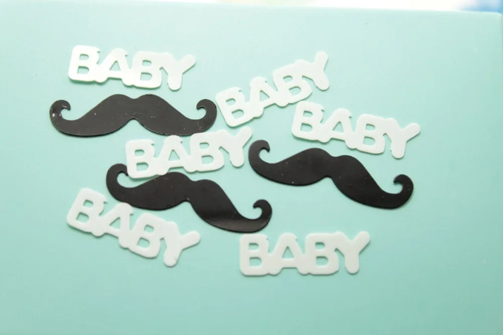 

50g Newborn Baby Shower table decoration scatter black mustache white baby shape mixture FOIL Confetti supplies