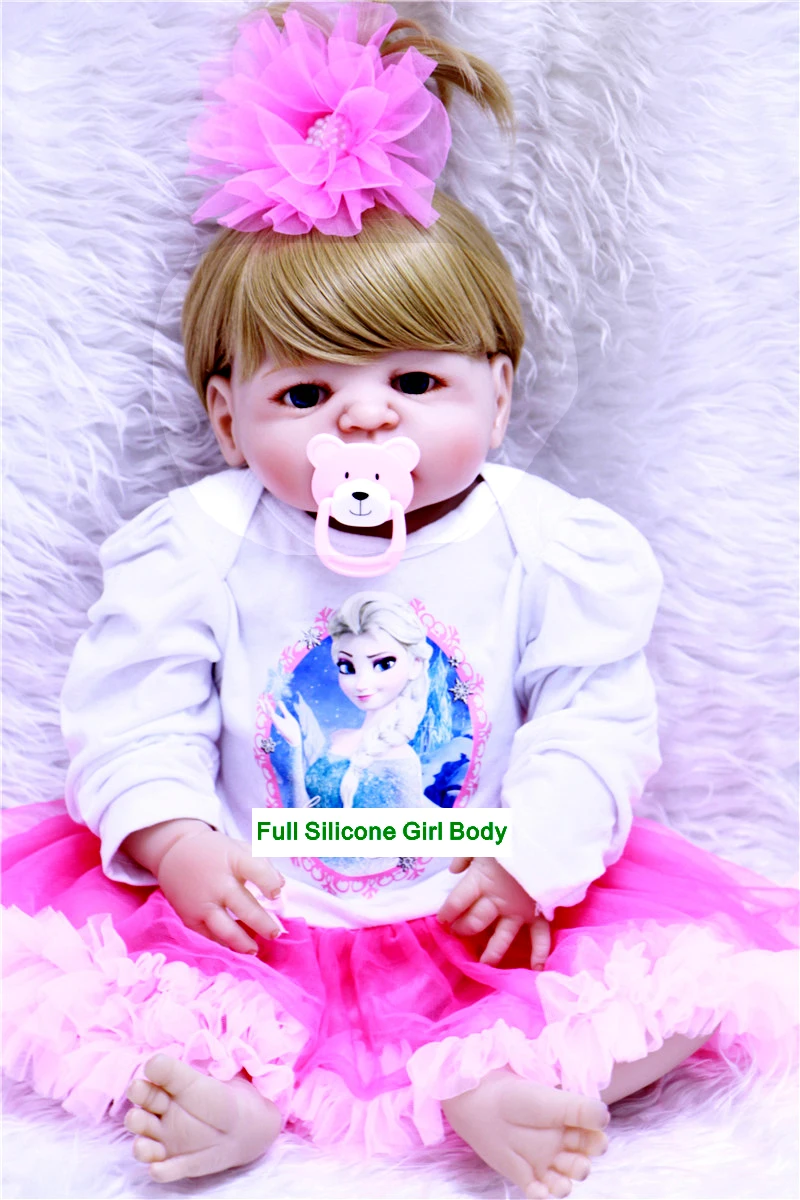 Реалистичная силиконовая Одежда для новорожденных 23 дюйма виниловая розовая