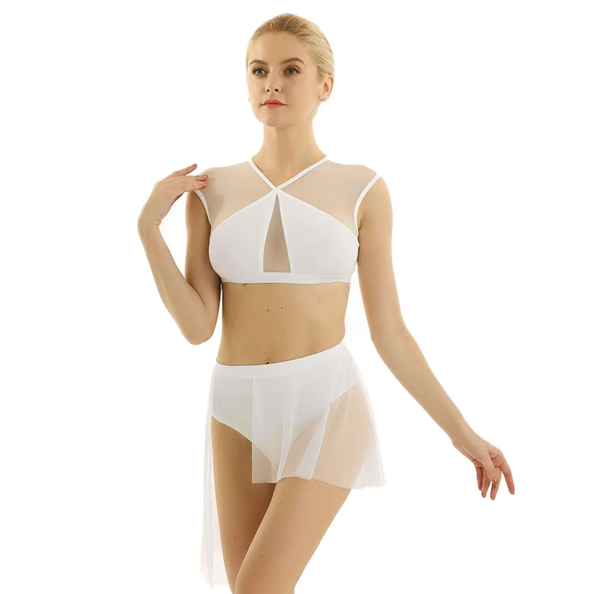 Женские балерины балетные костюмы для лирических танцев асимметричные