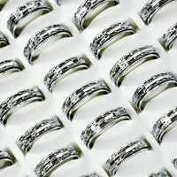 50 pcs mixed style vintage silver color rotatable womens ring feminine jewelry wholesale rings bulks lots lr4071