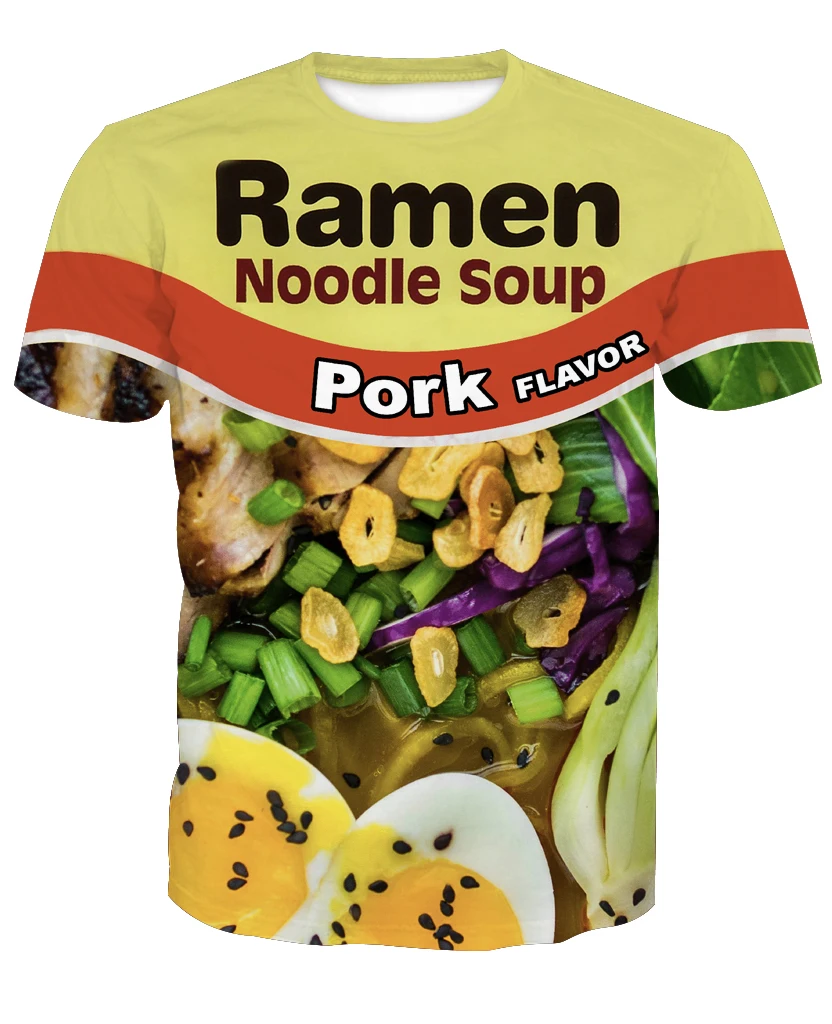 3D Мода 2019 горячая Распродажа Новинка лапша повседневные футболки с коротким