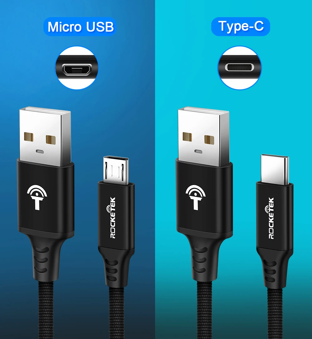Кабель Micro USB Rocketek type C USB-C для быстрой зарядки мобильного телефона type-C для samsung Galaxy S9 S8 Plus xiaomi redmi note 5 7