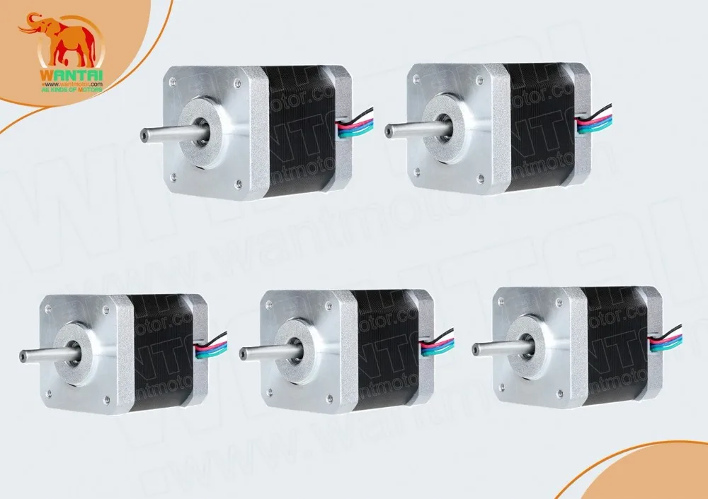 

5pcs 64oz-in 4500g-cm 48mm 1.2A 4Leads Nema17 Stepper Motor 42BYGHW804 WANTAI for 3D printer CE&ISO Certified,Free Ship to Most