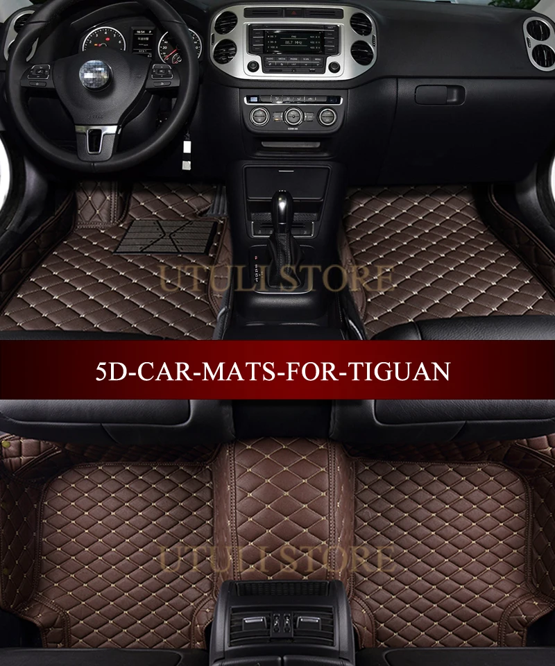 Кожаные автомобильные коврики для Volkswagen Tiguan Touareg Touran Vento подходят любых погодных
