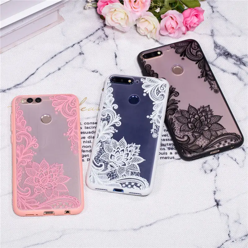 Floral Lace Mandala Case For Huawei Honor 7C Hard PC+TPU Silicone Phone 7 C AUM-L41 Honor7C 5.7 |