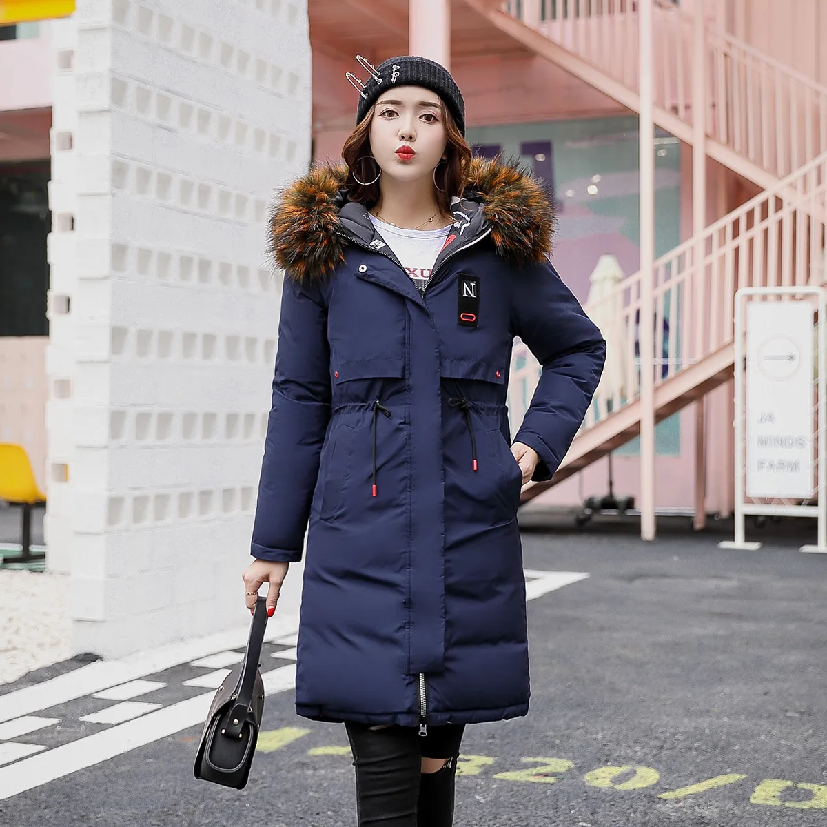 Горячая Распродажа 2019 парка для женщин длинная однотонная куртка Женское зимнее