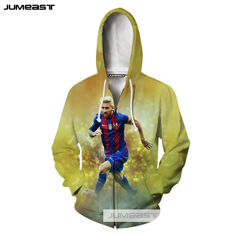 Jumeast/брендовая толстовка с 3D принтом Лионель Месси для мужчин и женщин на молнии