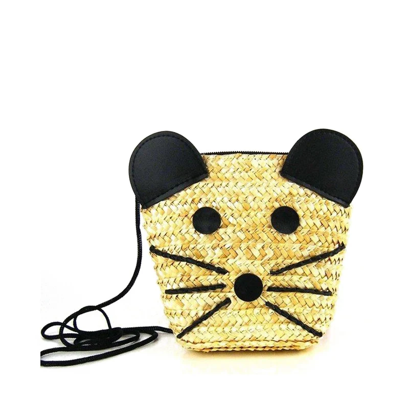 Женские сумки в форме кошки Пляжная соломенная сумка плетеные для покупок AB0141