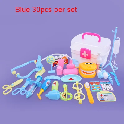 Blue-30pcs Набор доктора для детей, ролевые игры, набор игрушек доктора медсестры, ролевые игры, кукольный домик для маленьких мальчиков и девочек 3 лет, набор dokter, игровой набор - Цвет: Blue-30pcs