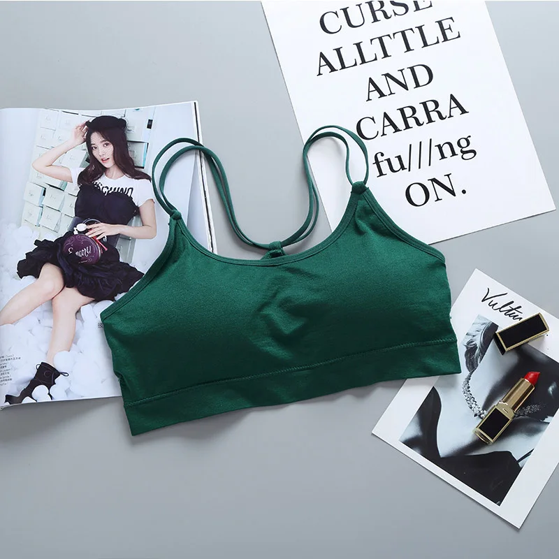 Женский укороченный топ без косточек Bralette Повседневный хлопковый на бретелях