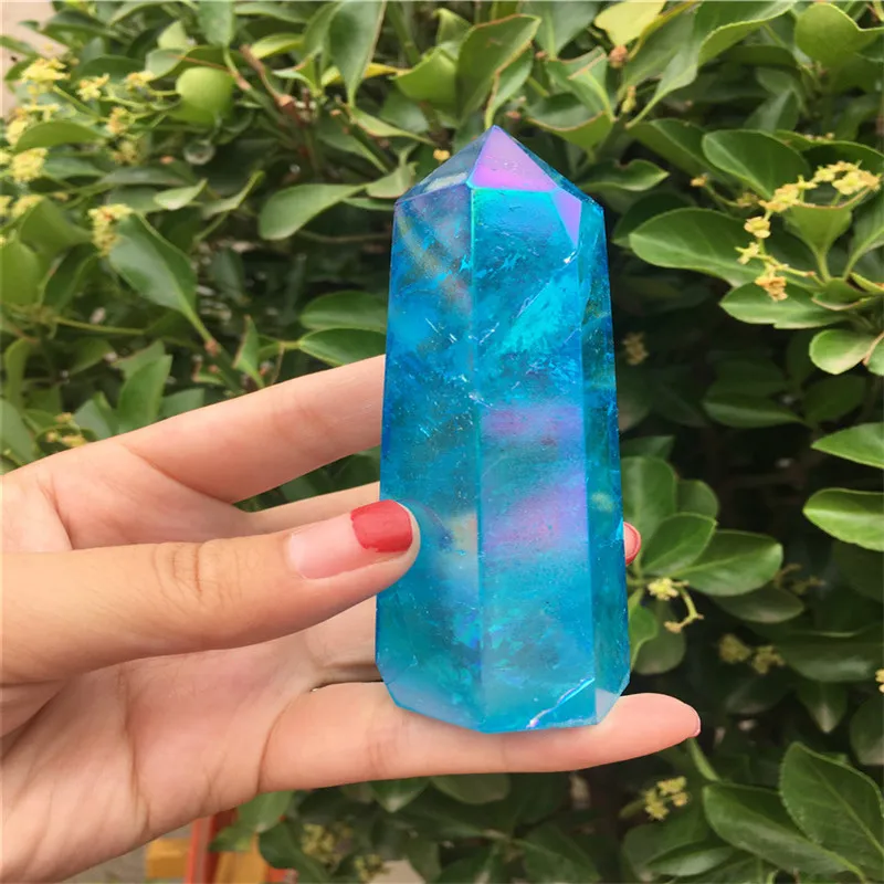 1 шт. натуральный красивый синий кварцевый кристалл радужные пятна|Камни| |
