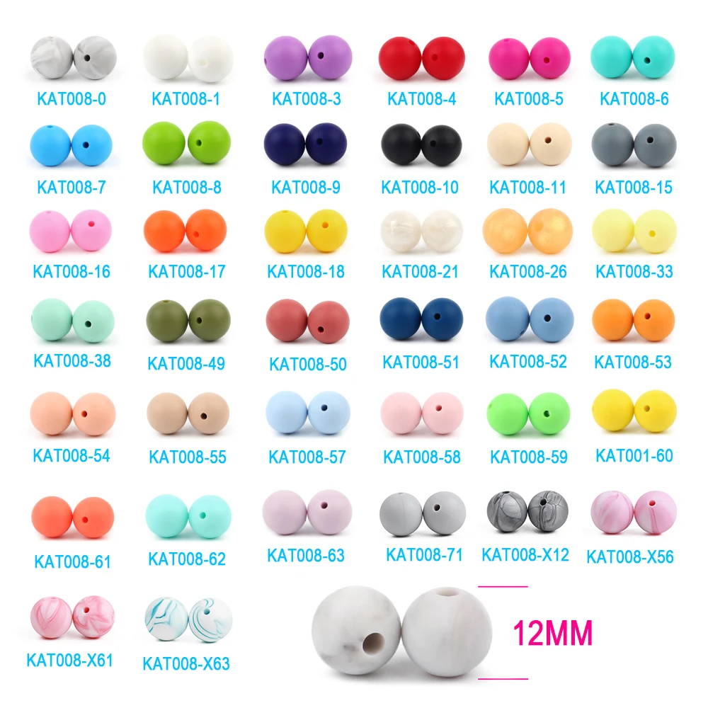 

TYRY.HU 100Pcs Silicone Beads 12mm Eco-friendly Sensory Teether Necklace Food Grade Baby Nursing DIY Jewelry Baby Teether Perle