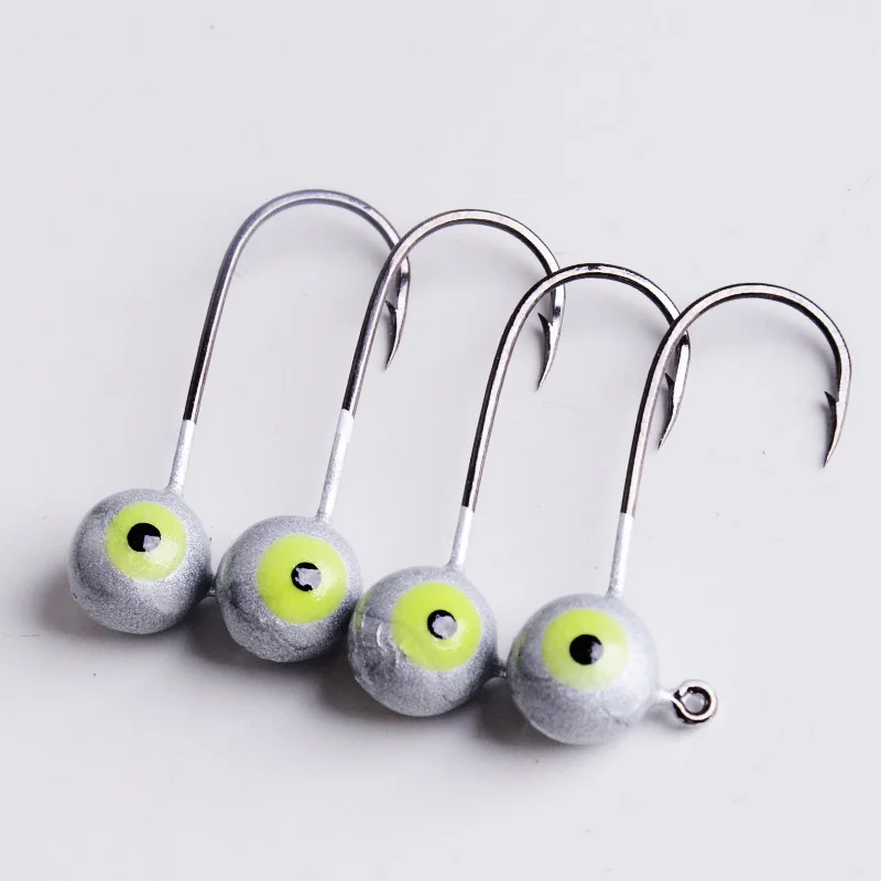 Рыболовный крючок 4 шт. 5 г светящиеся глаза джиг голова карп рыболовные