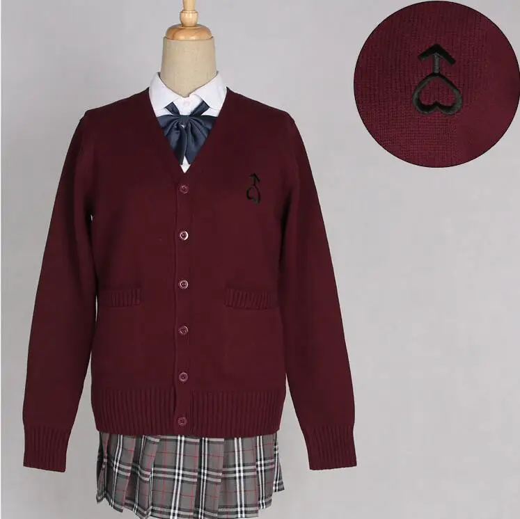 DARK RED Японские JK средней школы девушки женские костюмы моряка униформа косплей свитер любовь живой свитер Himiko Toga SWEATERSHIRT JKA3 - Цвет: DARK RED