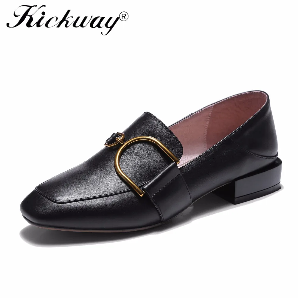 Kickway/женские туфли лодочки из натуральной кожи Мягкая удобная женская обувь на