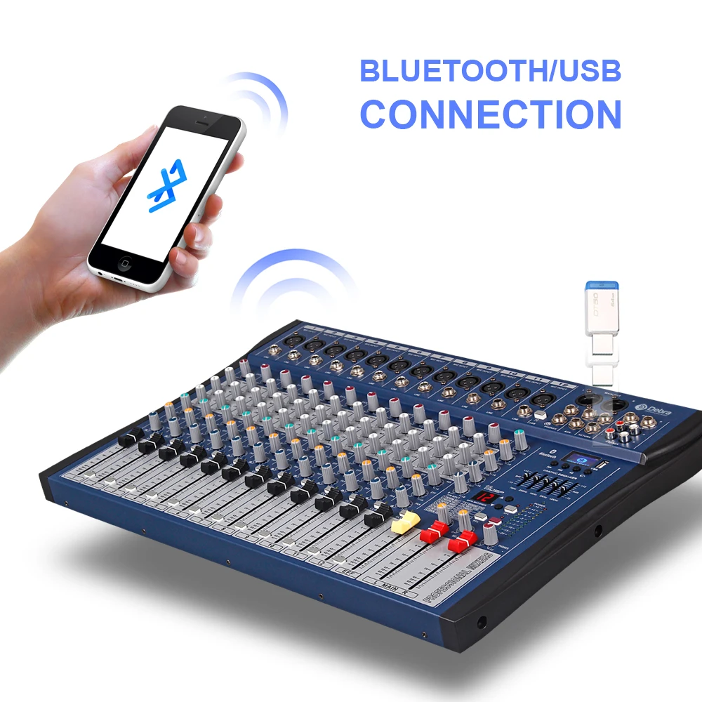 Хороший звук! USB Bluetooth dj контроллер микшер Профессиональный Усилитель 12 каналов аудио цифровой эффект караоке КТВ Свадебный микшер