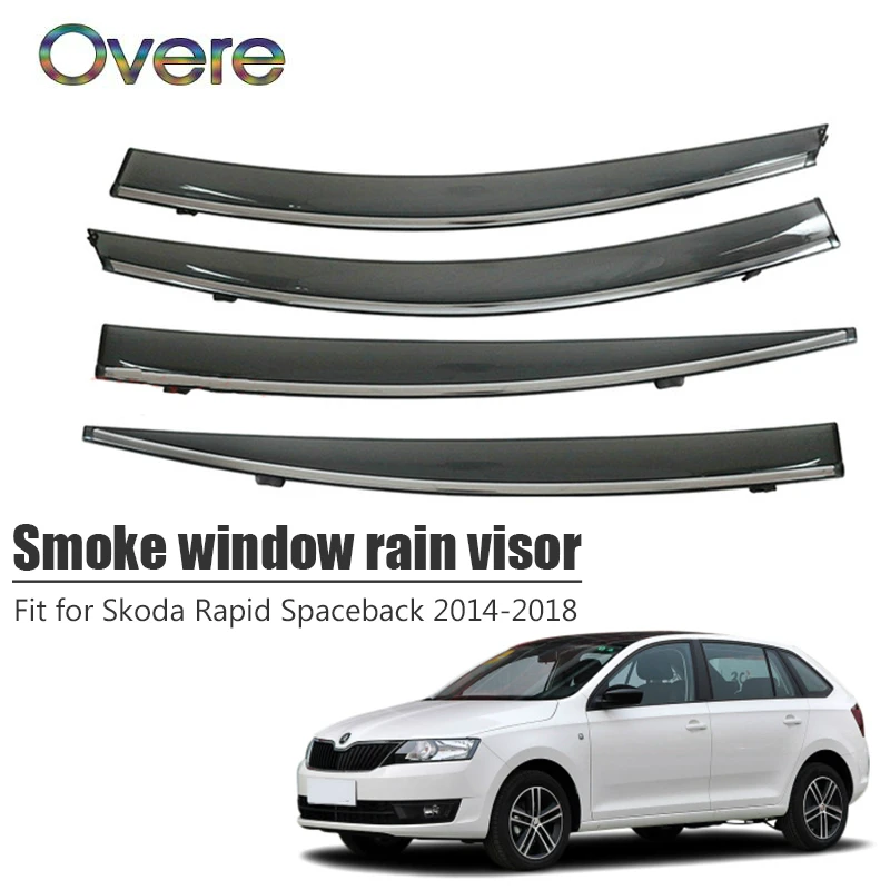 Overe 4 шт/1 Набор Дымовое окно дождевой козырек для Skoda Rapid Spaceback 2014 2015 2016 2017 2018 навесы
