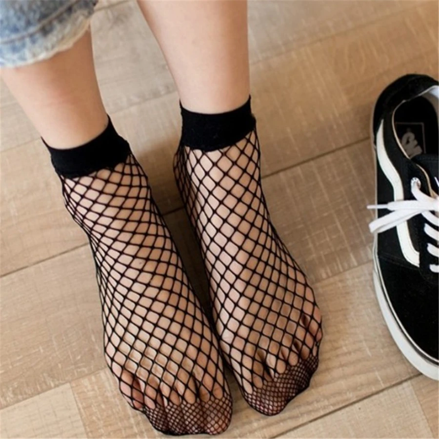 Шикарные уличные Женские Дышащие Ажурные Носки ярких цветов Harajuku. Сексуальные